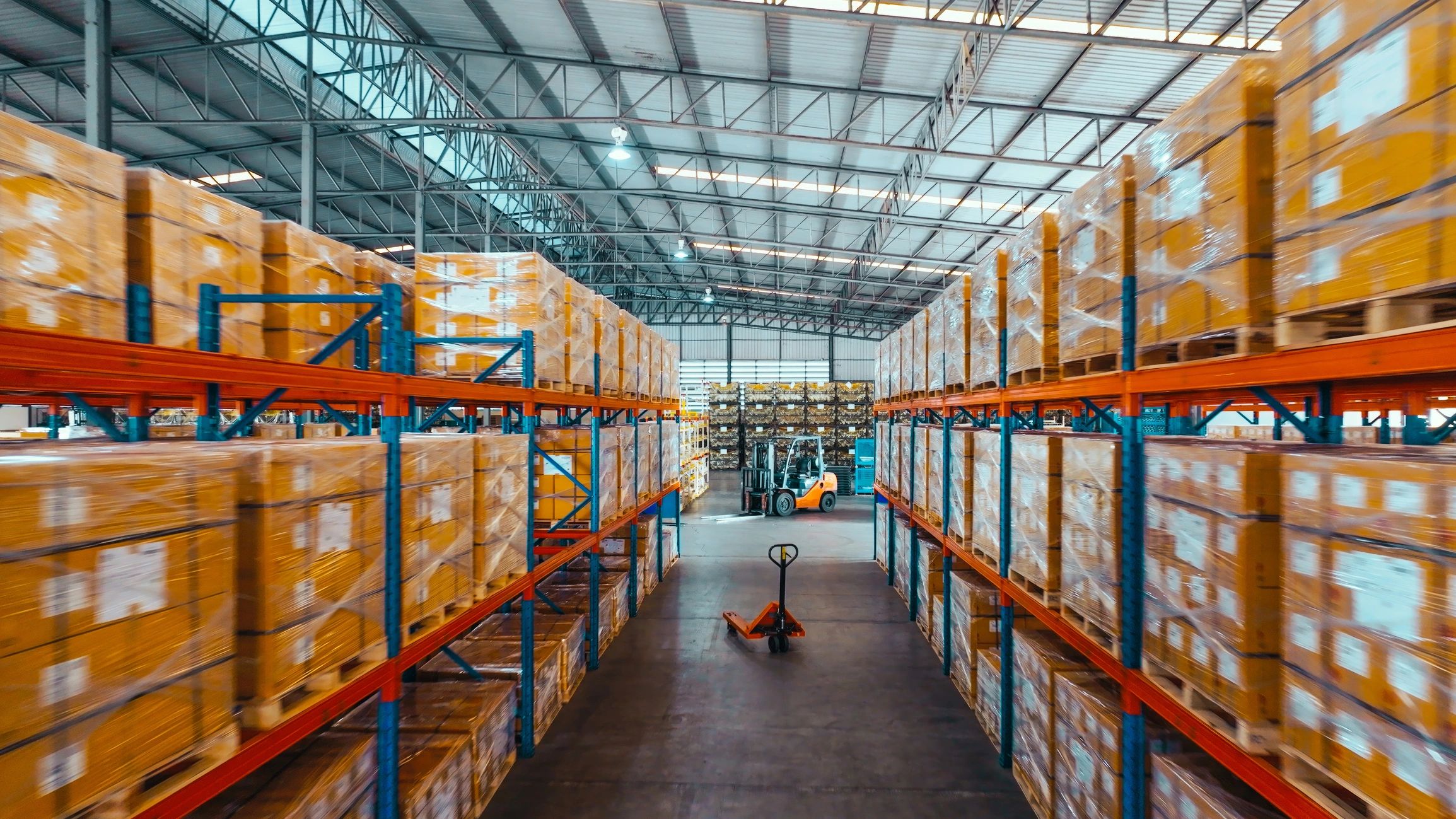 Warehouse logistics environment representing connected supply chain intelligence
